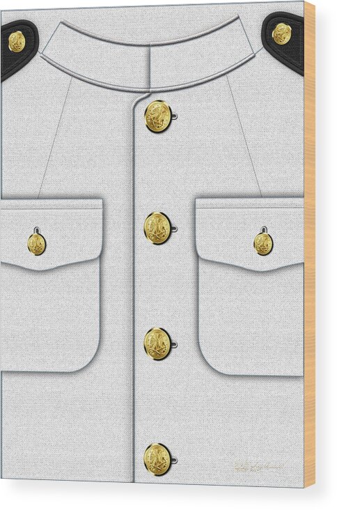 'military Insignia & Heraldry 3d' Collection By Serge Averbukh Wood Print featuring the digital art U S Navy Dress White Uniform by Serge Averbukh