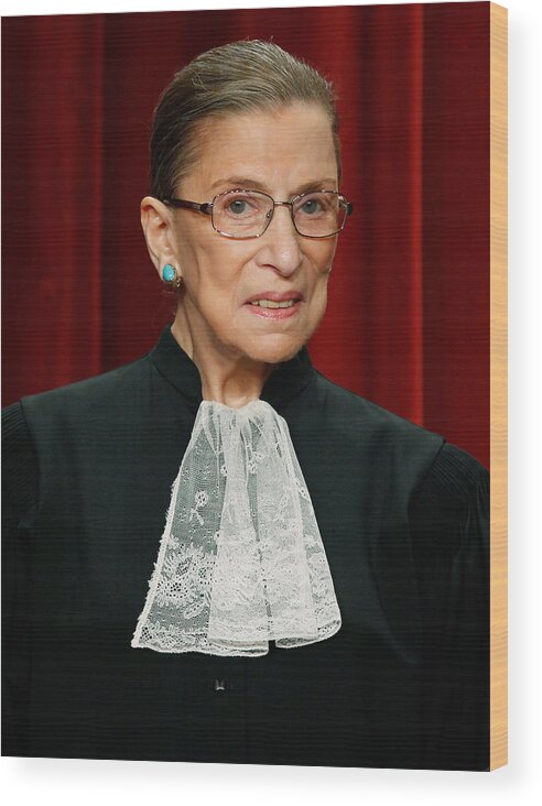 Ruth Bader Ginsburg Wood Print featuring the photograph U.S. Supreme Court Justices Pose For Group Photo by Mark Wilson