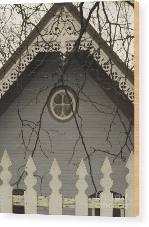 Gate Wood Print featuring the photograph Victorian House Behind IPicket Fence by Jill Battaglia