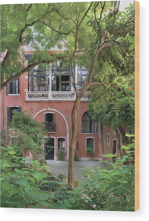 No People Wood Print featuring the photograph View Of Apartment And Courtyard by Mario Ciampi