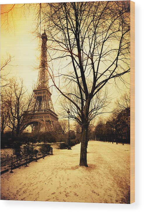 Scenics Wood Print featuring the photograph Vintage View Of Tour Eiffel During A by Franckreporter