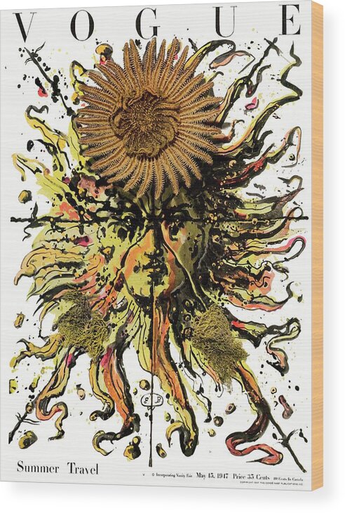 Illustration Wood Print featuring the photograph Vogue Cover Illustration Of A Sun With A Face by Eugene Berman