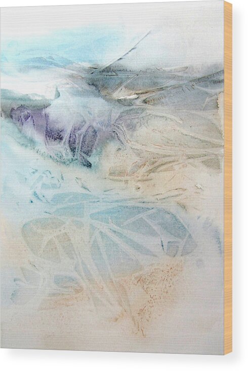 Abstract Wood Print featuring the painting Water Worlds 1 by Amanda Amend