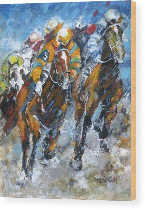 Mary Ogden Armstrong Wood Print featuring the painting Who is really winning by Mary Armstrong