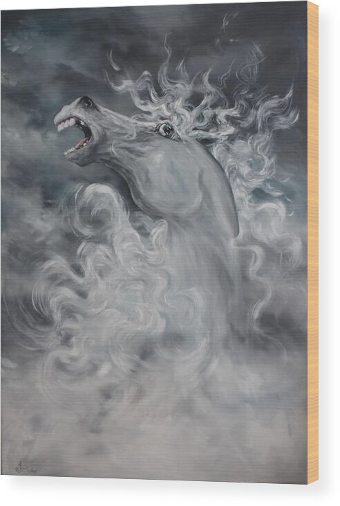 Wild Stallion Wood Print featuring the painting Wild And Free by Jean Walker