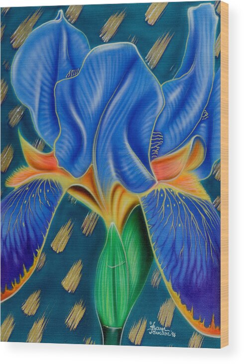 Iris Wood Print featuring the painting Wild Iris by Sam Davis Johnson