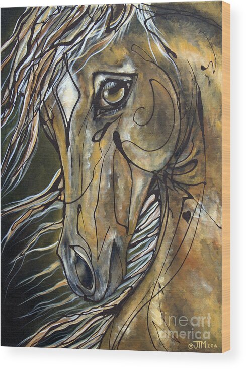 Horse Wood Print featuring the painting Winning Hand by Jonelle T McCoy