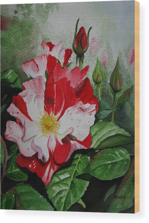 Rose Wood Print featuring the painting Wonderland by Miyuki Kimura