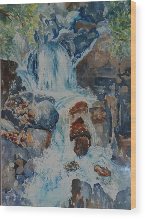 Waterfalls Wood Print featuring the painting Yosemite Falls by Marilyn Clement