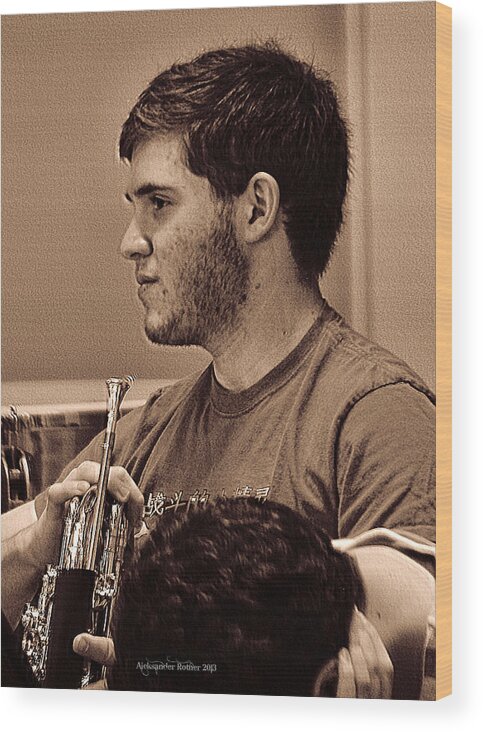 Horn Player Wood Print featuring the photograph Young Musicians Impression # 32 by Aleksander Rotner