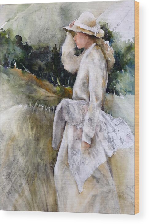 Joan Fuhrman Jones Wood Print featuring the painting Country Girl #1 by Joan Jones