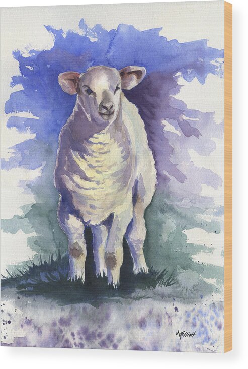 Lamb Wood Print featuring the painting Shellies Lamb #1 by Marsha Elliott