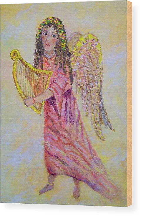 Angel Wood Print featuring the painting Angel by Lou Ann Bagnall