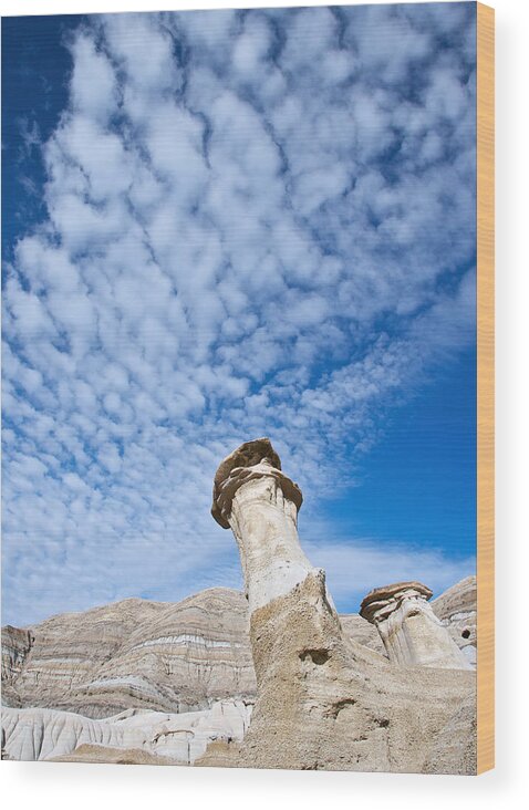 Hoodoos Wood Print featuring the photograph Angled Hoodoo And Clouds by David Kleinsasser