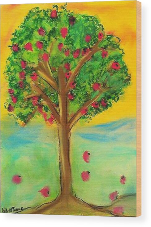 Tree Wood Print featuring the painting Apple Tree by Kelly M Turner