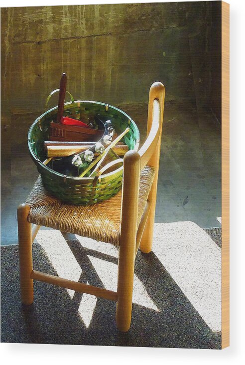 Bells Wood Print featuring the photograph Basket of Toy Instruments by Susan Savad