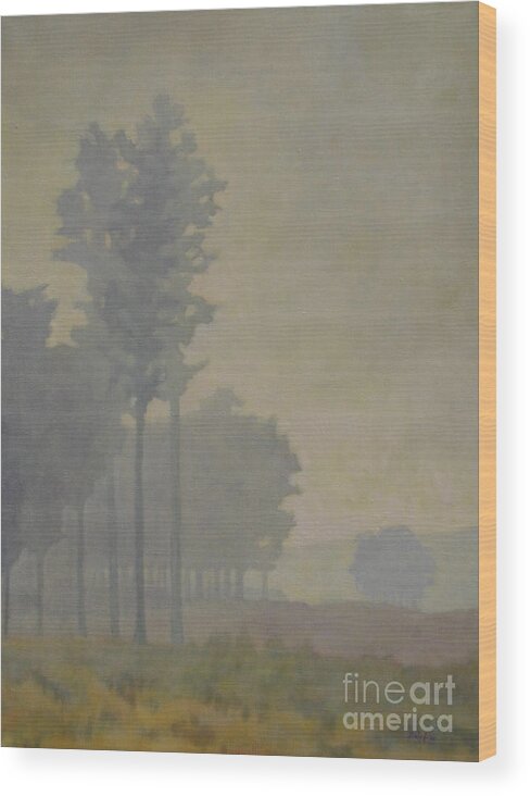 Landscape Wood Print featuring the painting Big Meadow Fog by Patricia A Griffin