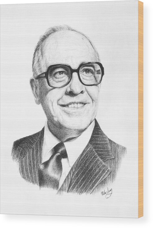 Portraits Wood Print featuring the drawing Bill Harvey by Mike Ivey