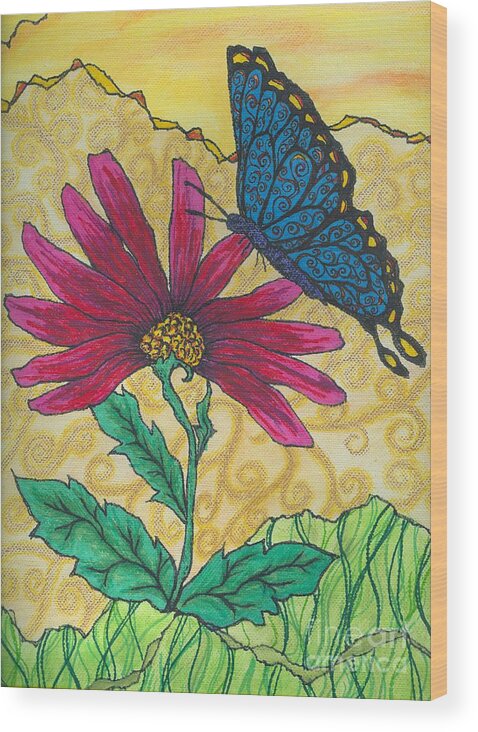 Butterfly Wood Print featuring the painting Butterfly Explorations by Denise Hoag