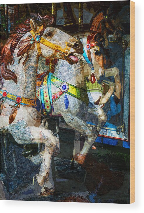 Carousel Wood Print featuring the photograph Carousel Thoroughbreds by Pete Rems