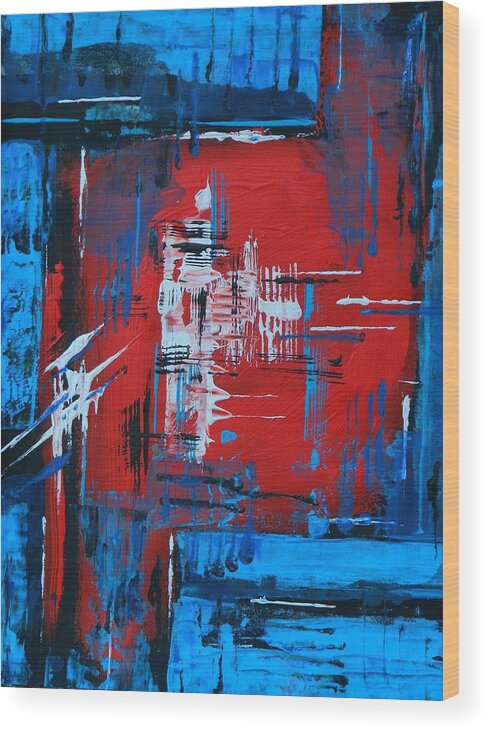 Abstract Wood Print featuring the painting Center Of Attention by Everette McMahan jr