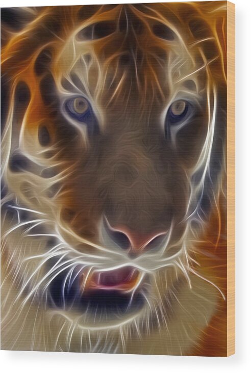 Tiger Wood Print featuring the photograph Electric Tiger by Susan Candelario