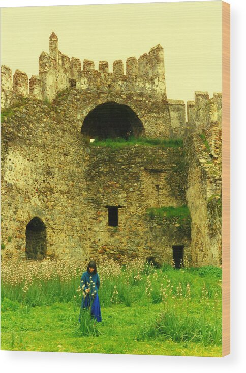 Portrait Of A Lady Wood Print featuring the photograph Ellen at the Castle by Lou Ann Bagnall