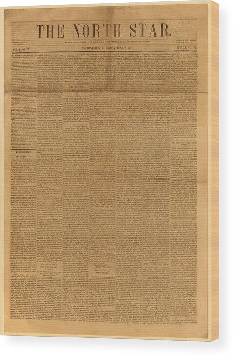 History Wood Print featuring the photograph Front Page Of The North Star, June 2 by Everett