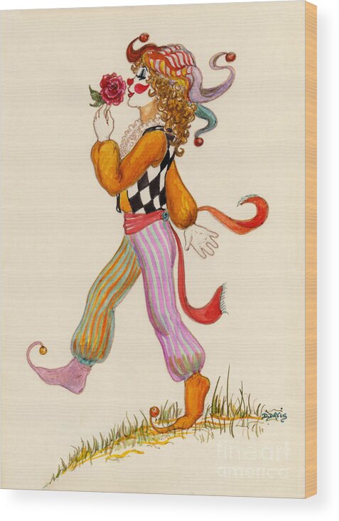 Harlequin Wood Print featuring the painting In Love by Dee Davis