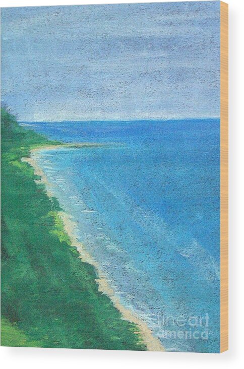  Wood Print featuring the pastel Lake Michigan by Lisa Dionne