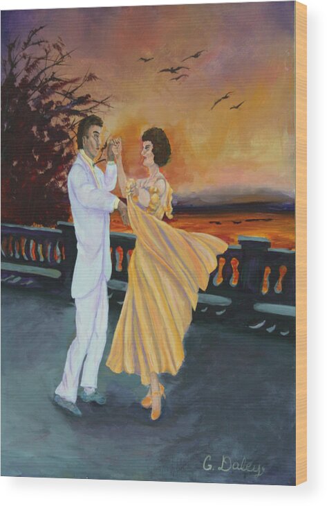 Gail Daley Wood Print featuring the painting Let's Dance by Gail Daley