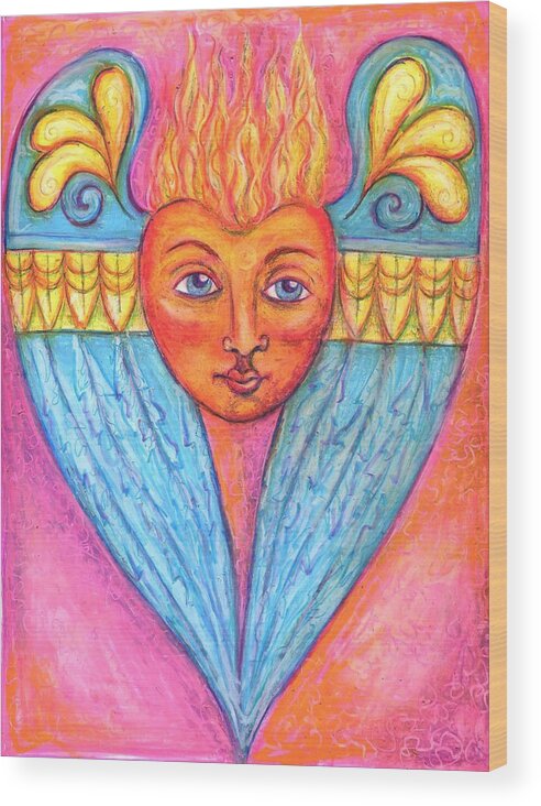 Heart Wood Print featuring the painting My burning love by Suzan Sommers
