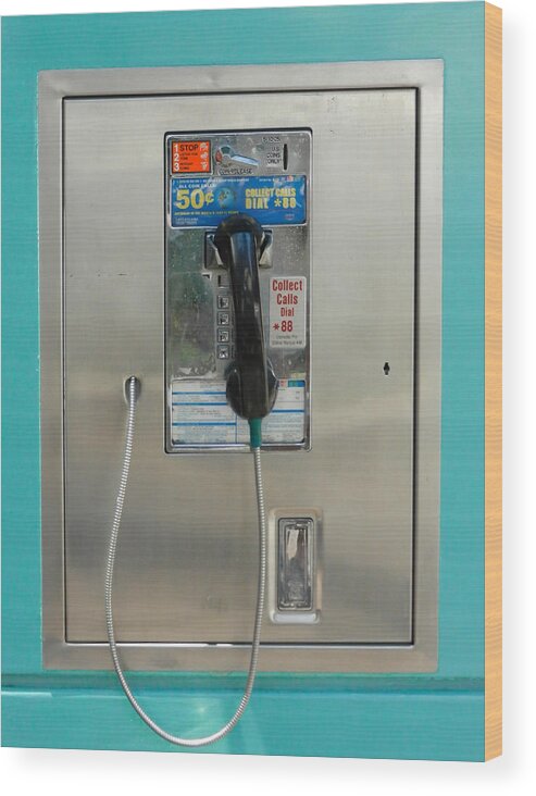 Guy Whiteley Photography Wood Print featuring the photograph Pay Phone by Guy Whiteley