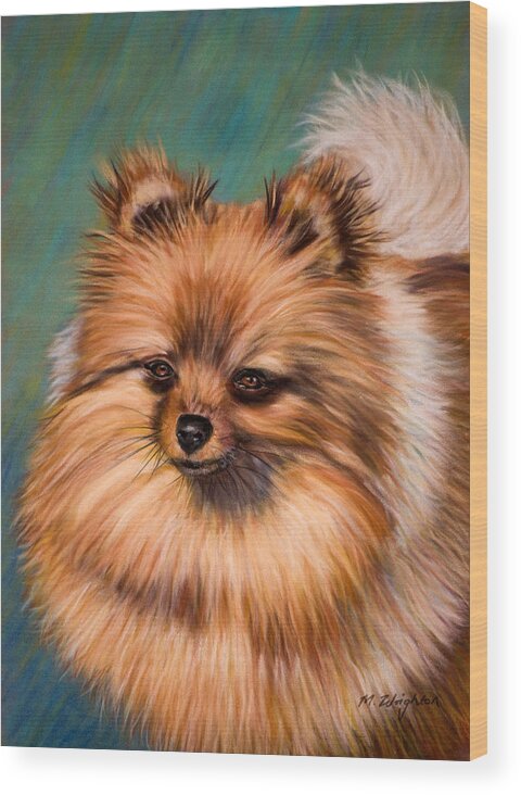 Pomeranian Wood Print featuring the painting Peaches and Cream by Michelle Wrighton