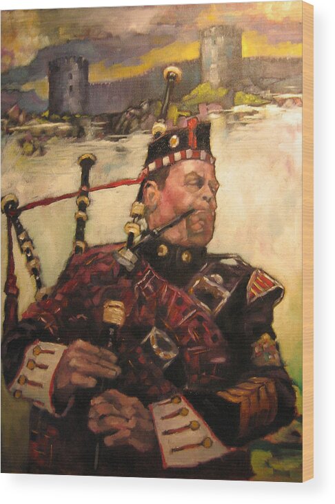 Scotland Wood Print featuring the painting Piper 2012 by Kevin McKrell
