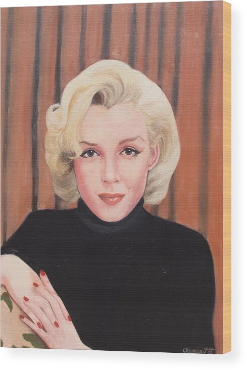 Marilyn Monroe Wood Print featuring the painting Portrait of Marilyn by Barbara Barber