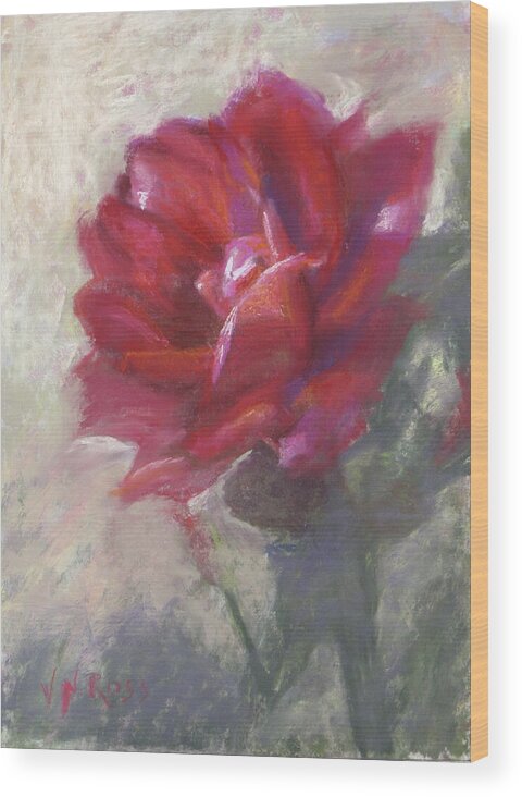 Rose Wood Print featuring the painting Reba's Rose by Vicki Ross