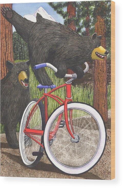 Bicycle Wood Print featuring the painting Red Bike by Catherine G McElroy