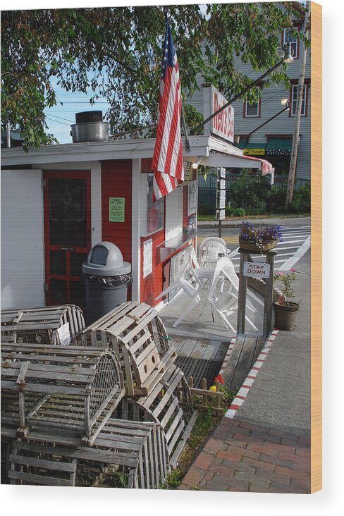 Maine Wood Print featuring the photograph Red's Pots by Al Griffin