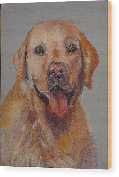 Yellow Lab Wood Print featuring the painting Rex by Carol Berning