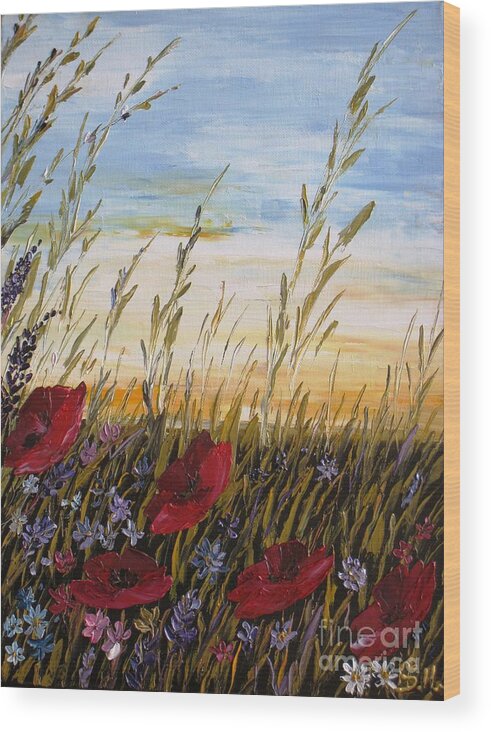 Summer Wood Print featuring the painting Summer dream by Amalia Suruceanu