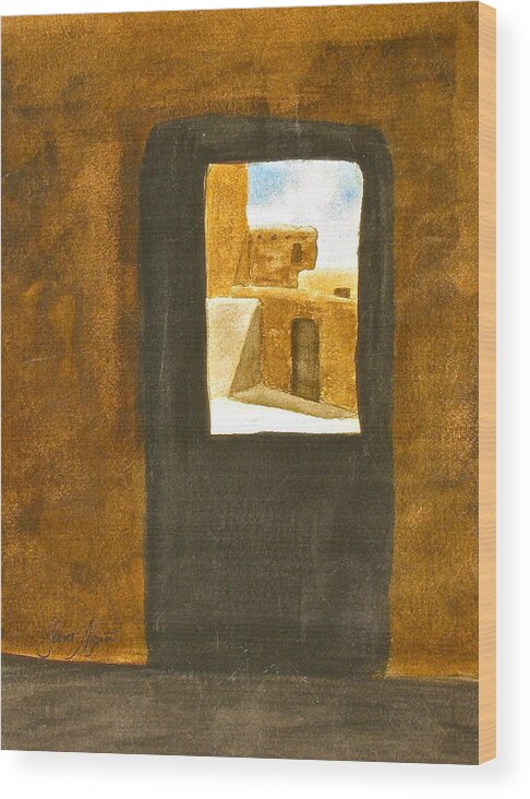Taos Wood Print featuring the painting Taos Passage by Frank SantAgata