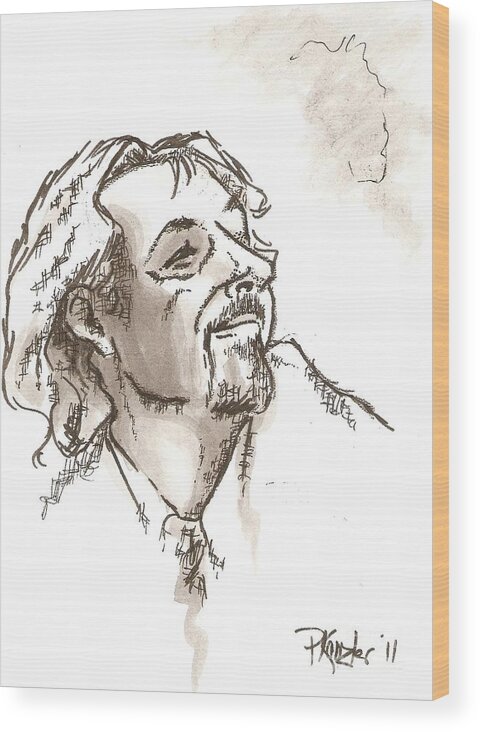 Rob Keiber Wood Print featuring the drawing The Leader Of The Choir by Patricia Kanzler