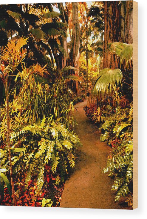 Garden Wood Print featuring the painting Tropical Forest by Amy Vangsgard