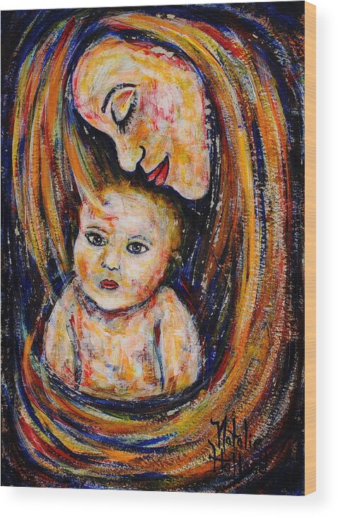 Expressionism Wood Print featuring the painting Mother's Love by Natalie Holland