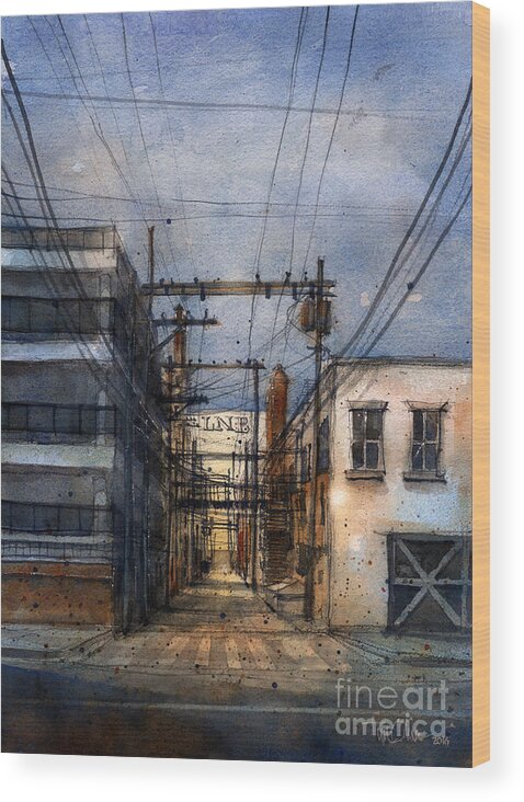 Downtown Lubbock Wood Print featuring the painting Alley Behind 14th and Texas #1 by Tim Oliver