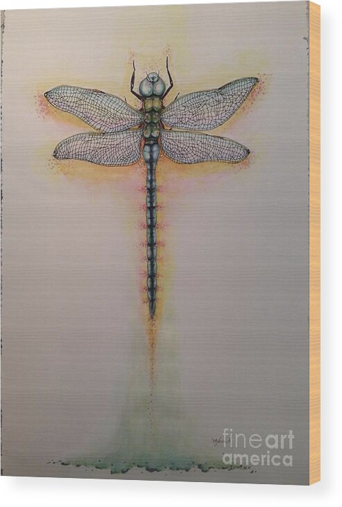 Dragonfly Wood Print featuring the painting Drag On Fly by M J Venrick