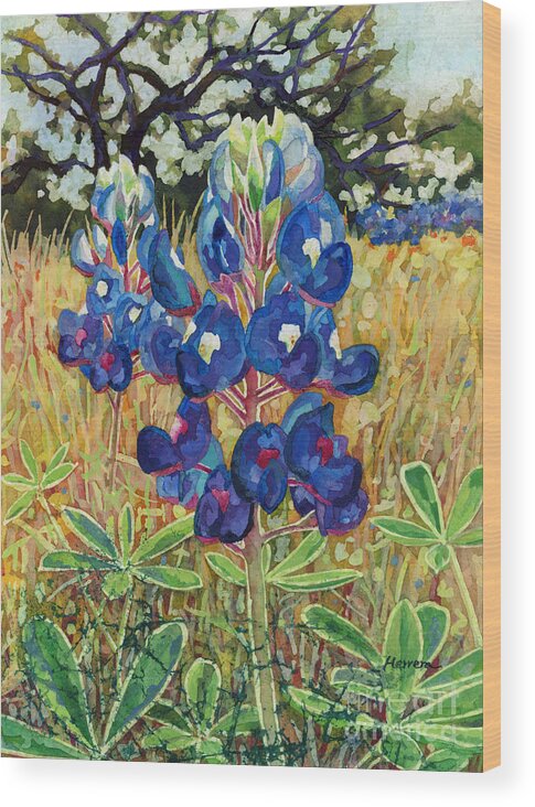 Bluebonnet Wood Print featuring the painting Early Bloomers by Hailey E Herrera