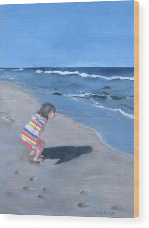 Ocean Scene Wood Print featuring the painting Ella by Paula Pagliughi