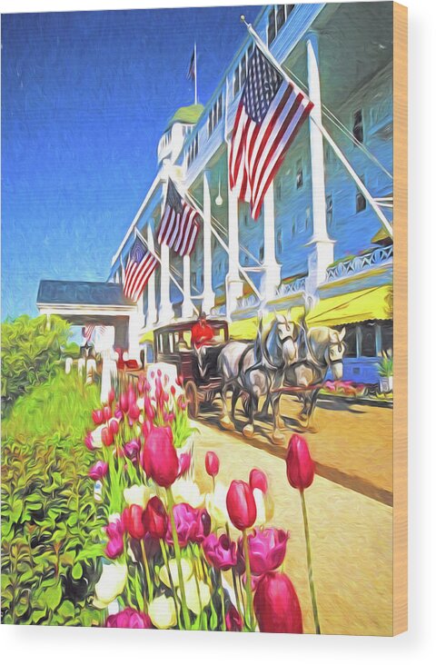 Michigan Wood Print featuring the digital art Grand Hotel Carriage #1 by Dennis Cox